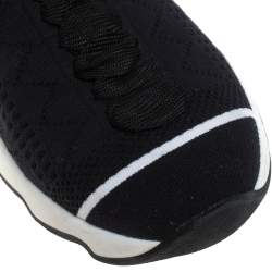 Pre Owned Fendi Black/Blue Knit Fabric Sock High Top Sneakers Size 39