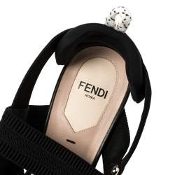 Fendi Black Mesh And Fabric Colibri Slingback Pointed Toe Sandals Size 37.5