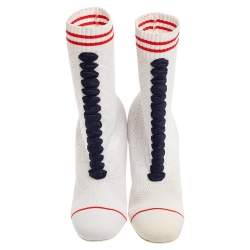 Pre Owned Fendi White Knit Sock Slip on  Boots Size 37.5