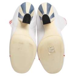 Pre Owned Fendi White Knit Sock Slip on  Boots Size 37.5
