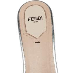Pre Owned Fendi Metallic Bronze/Silver Leather Flowerland Sandals Size 39 