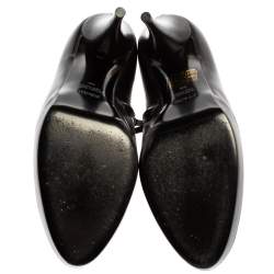 Pre Owned Fendi Black Leather Platform Ankle Booties Size 39