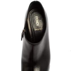 Pre Owned Fendi Black Leather Platform Ankle Booties Size 39