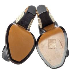 مملوكة مسبقًا حذاء بوت فندي بوليفونيا جلد أسود مقاس 36