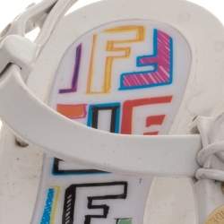 Pre Owned Fendi White Rubber Logo Charm Sunny Thong Flat Sandals Size 37