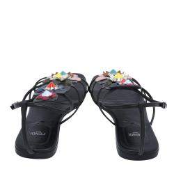مملوكة مسبقًا Fendi Multicolor Floral Applique Flat Sandals Size EU 39