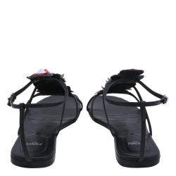 مملوكة مسبقًا Fendi Multicolor Floral Applique Flat Sandals Size EU 39