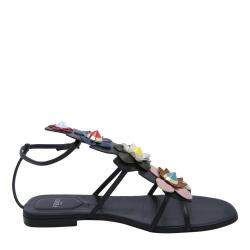مملوكة مسبقًا Fendi Multicolor Floral Applique Flat Sandals Size EU 39