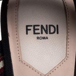 Pre Owned Fendi Black/Brown Mesh And Leather Colibri Slingback Pumps Size 37