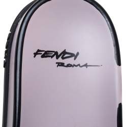Pre Owned Fendi Pink/Black Logo Print Leather Flat Slides Size 39