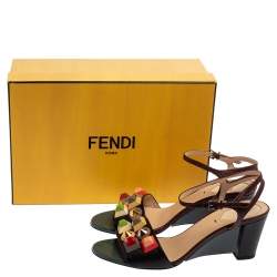 Pre Owned Fendi Brown Leather Rainbow Studs Sandals Size 39