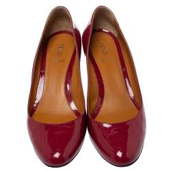 Fendi Red Patent Leather Kitten Heel Pumps Size 41