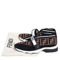 Pre Owned Fendi Tobacco Rockoko Mesh And Knit Fabric Sneakers Size 37.5