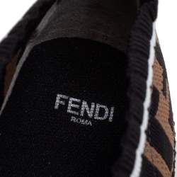 Pre Owned Fendi Tobacco Rockoko Mesh And Knit Fabric Sneakers Size 37.5
