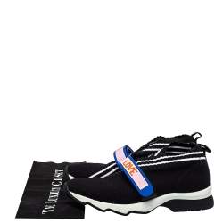 Pre Owned Fendi Black Knit Fabric Rockoko Sneakers Size 38