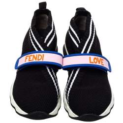Pre Owned Fendi Black Knit Fabric Rockoko Sneakers Size 38