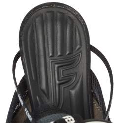 Fendi Multicolor Mesh And Canvas Ankle Wrap Sandals Size 37.5