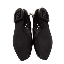 Pre Owned Fendi Black Jelly Buckle Embellished Peep Toe Ballet Flats Size 39