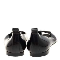 Pre Owned Fendi Black Jelly Buckle Embellished Peep Toe Ballet Flats Size 39