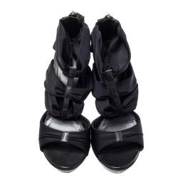 Pre Owned Fendi Black Fabric Strappy Sandals Size 39