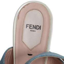Pre Owned Fendi Blue Denim Fabric Ankle Wrap Sandals Size 39