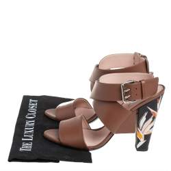 Pre Owned Fendi Brown Leather Ankle Strap Sandals Size 39