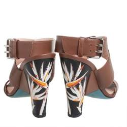 Pre Owned Fendi Brown Leather Ankle Strap Sandals Size 39