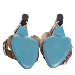 Pre Owned Fendi Brown Leather Ankle Strap Sandals Size 39