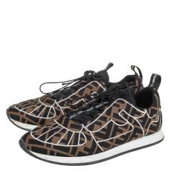 Pre Owned  Fendi Brown/Black Fabric FF Zucca Low Top Sneakers Size 40