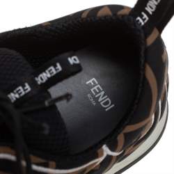 Pre Owned  Fendi Brown/Black Fabric FF Zucca Low Top Sneakers Size 40