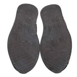 Pre Owned  Fendi Brown/Black Fabric FF Zucca Low Top Sneakers Size 40