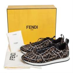Pre Owned  Fendi Brown/Black Fabric FF Zucca Low Top Sneakers Size 40
