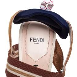 Pre Owned Fendi Multicolor Mesh And Leather Colibrì Slingback Pumps Size 39.5