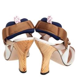 Pre Owned Fendi Multicolor Mesh And Leather Colibrì Slingback Pumps Size 39.5