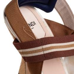 Pre Owned Fendi Multicolor Mesh And Leather Colibrì Slingback Pumps Size 39.5