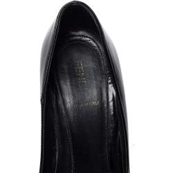 Pre Owned Fendi Black Leather Fendista Platform Wedge Pumps Size 38