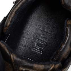 مملوكة مسبقًا Fendi Tobacco Zucca Canvas And Leather Low Top Sneakers Size 37.5