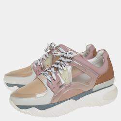 Fendi Multicolor Mesh And Leather Chunky Low Top Sneakers Size 38