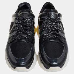 Fendi Black/Purple Mesh And Leather Fancy Sneakers Size 38