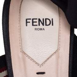 Pre Owned Fendi Brown Zucca Mesh And Leather Colibri Slingback Sandals Size 40