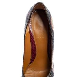 Fendi Multicolor Python Fendista Platform Pumps Size 40