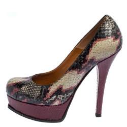 Fendi Multicolor Python Fendista Platform Pumps Size 40