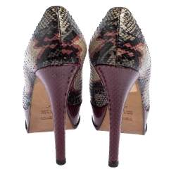 Fendi Multicolor Python Fendista Platform Pumps Size 40