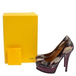 Fendi Multicolor Python Fendista Platform Pumps Size 40