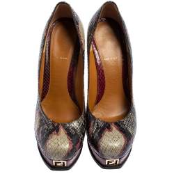 Fendi Multicolor Python Fendista Platform Pumps Size 40