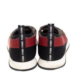Pre Owned Fendi Multicolor Mesh And Canvas Colibri Slip on Sneaker Size 39 