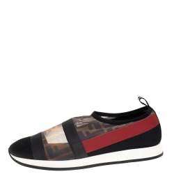 Pre Owned Fendi Multicolor Mesh And Canvas Colibri Slip on Sneaker Size 39 