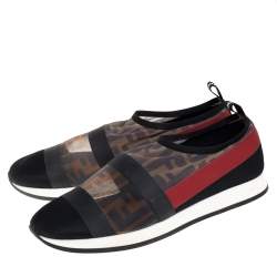 Pre Owned Fendi Multicolor Mesh And Canvas Colibri Slip on Sneaker Size 39 