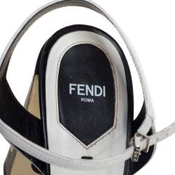 Pre Owned Fendi Black/White Leather Ankle Strap Polka Dot Sandals Size 40