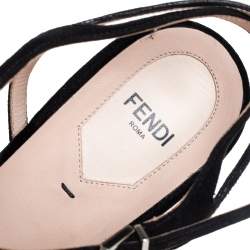 Pre Owned Fendi Multicolor Velvet And Satin Embroidered Ankle Strap Sandals Size 41